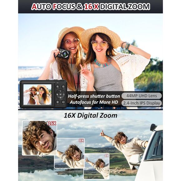 Digital Camera - 4K 44MP UHD Digital Cameras for Photography - Autofocus - Picture 2 of 7